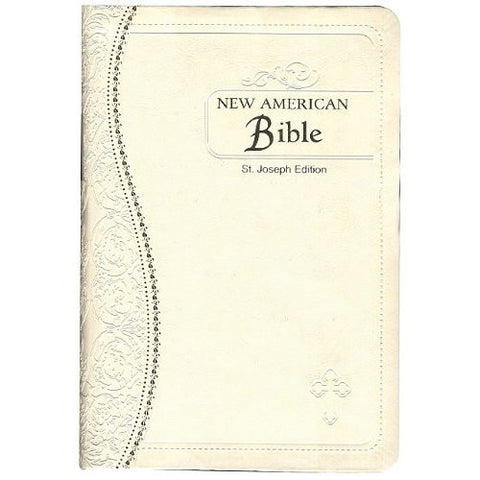 St Joseph New American Bible Illustrated (Revised Edition) Medium Size White Simulated Leather
