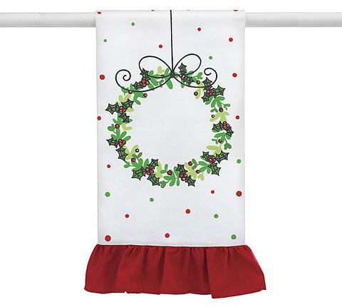 Tea Towel - Jolly Holly and Wreath Messages