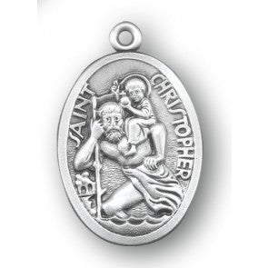 Sterling Silver Oval St. Christopher 24"