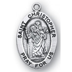Sterling Silver Oval St. Christopher 20"