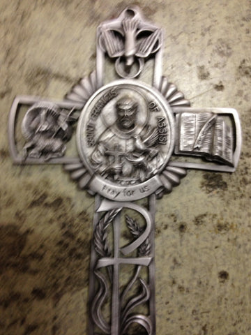 St Francis of Assisi fine pewter cross