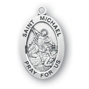 Sterling Silver Oval St. Michael 24"