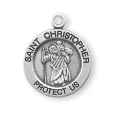 Sterling Silver Round St. Christopher 18"