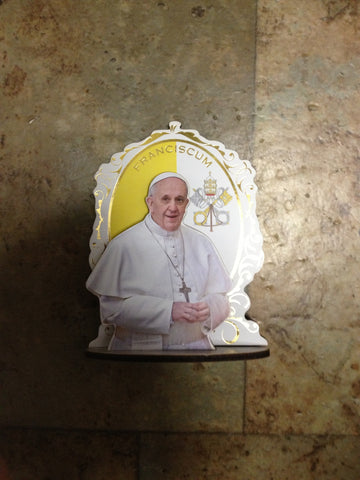 Pope Francis Wood 3D Plaque